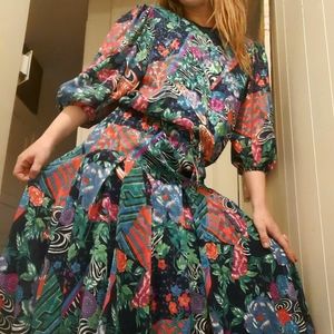 1980's psychedelic designer Diane Freis skirt set